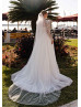 Long Sleeves Beaded Ivory Lace Tulle Sparkling Wedding Dress